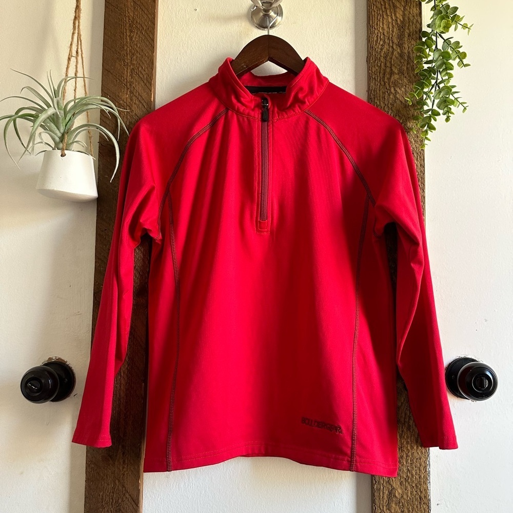 Boulder Gear Boys Red Performance 1/4 Zip Long Sleeve Athletic Shirt Size Medium